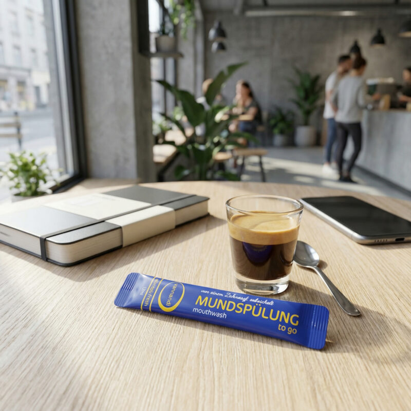 mundspülung nach einem kaffee